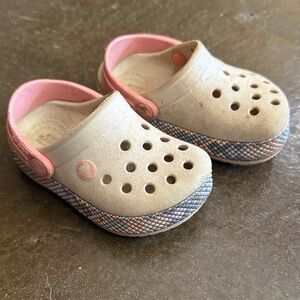 CROCS Kids Beige and Pink Water Shoes
